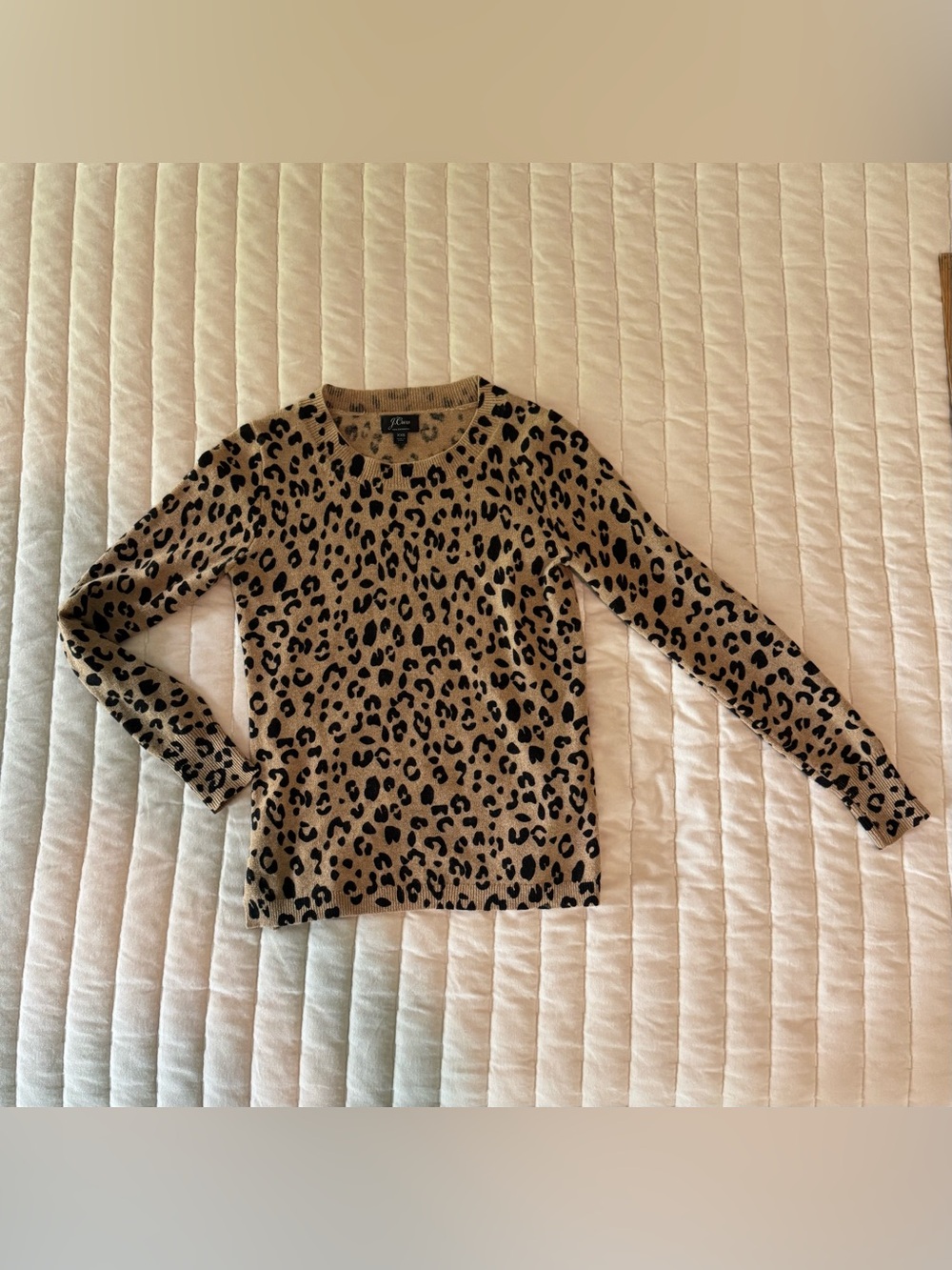 J. Crew Leopard Print 100% Cashmere Sweater in Tan and Black